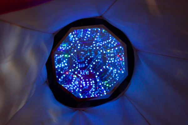3D Voice Activated Infinity Light ceiling display showing spectacular starfield effect with millions of colors