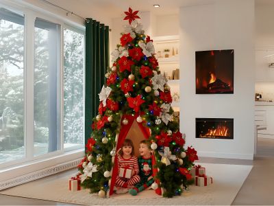 Beautiful Christmas tree with children - before transformation